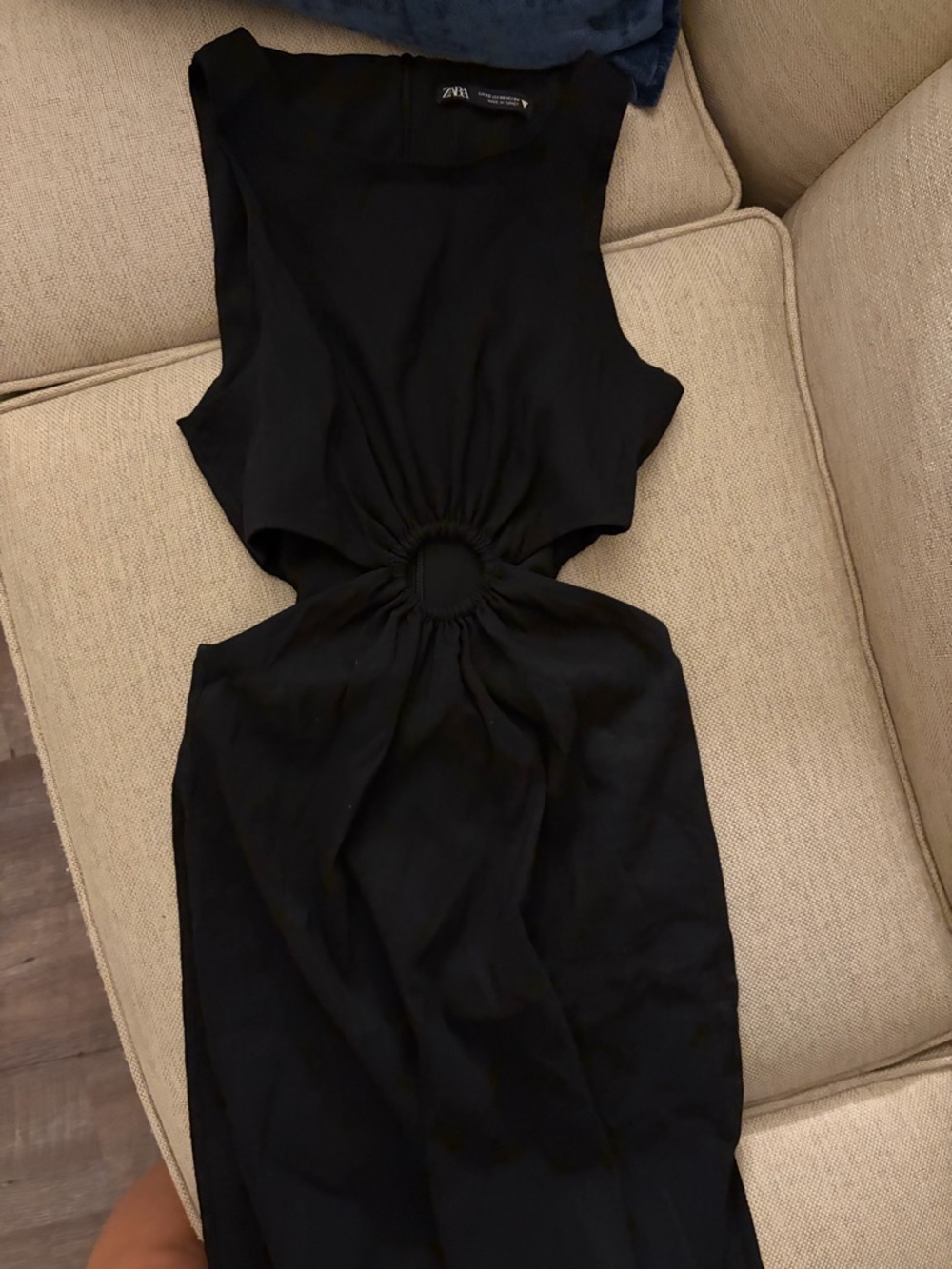 Zara Black Cutout Midi Dress with Ring Detail